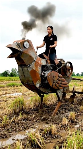 The Bird Came to Plow the Plough: Unexpected Farm Helpers! #robotpig #farming #oldrobot #rustyrobot