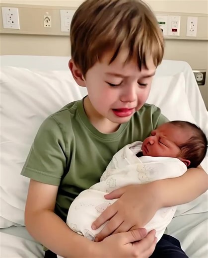 My night shift started like every other—tiny cries 👶, dim hallway lights 💡, machines whispering their steady rhythm. Near the end of the corridor, one door stood slightly open 🚪. Inside, a little boy sat upright on a hospital bed, cradling a newborn wrapped in pink 🎀. His eyes were red, but he wasn’t afraid—just fiercely protective 🥺. There was no adult. Only a note ✉️. “I’m sorry. I can’t keep them safe anymore.” When I stepped closer, he tightened his hold and asked, “Is she going to be t