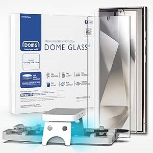 DOME GLASS Whitestone [Authentic Full Coverage] Tempered Glass Screen Protector for Galaxy S24 Ultra with UV lamp [2Pack]
