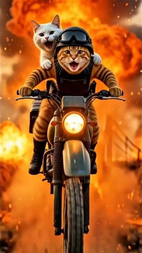 Orange Cat Motorbike Rescue: Explosive Bridge Escape! 🏍️🔥