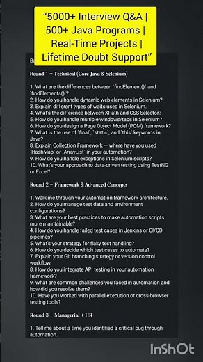 Automation Testing Interview Questions #selenium #job #softwaretesting #java #freshers #qainterview
