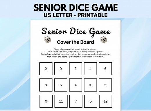 Senior Dice Game, Printable Games for Seniors, Retirement Games, Retiree Games, Senior Citizen Games, Candy Dice Game Printable - Etsy