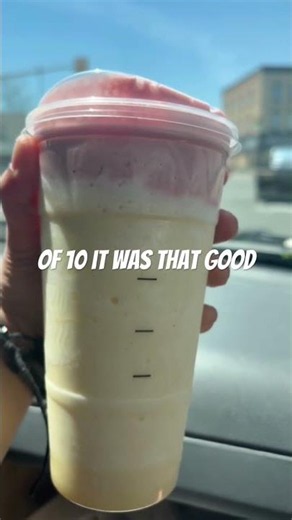 Mango Frappuccino with strawberry cold foam at Starbucks! #starbucks #bonjovi