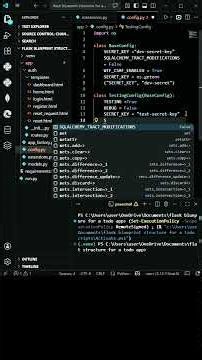 #coding how to create a flask app blueprint structure config.py class testing configuration part 48