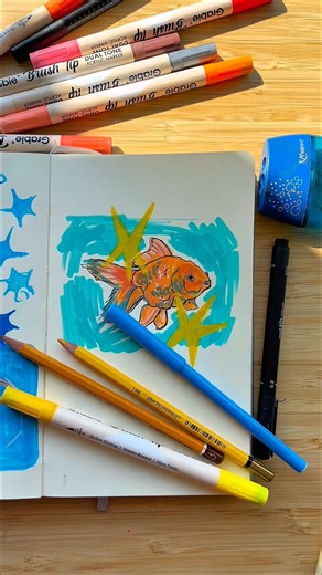 drawing a cute goldfish (so relaxing) 🐠🌟