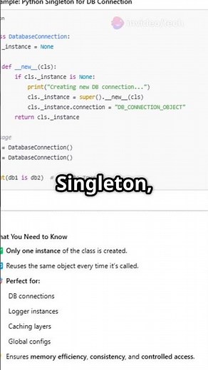 Singleton Pattern: A Must for Backend Devs! #coding #programming #python #designpatterns