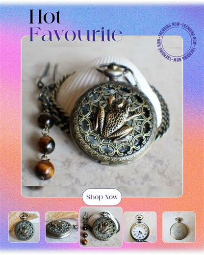 Frog pocket watch men's pocket watch, front case is mounted with bronze frog