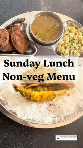 Sunday Non-Veg Lunch Platter | Nethili Meen Kuzhambhu, Salmon Fish Egg Puttu, Fish Fry & Rasam #food