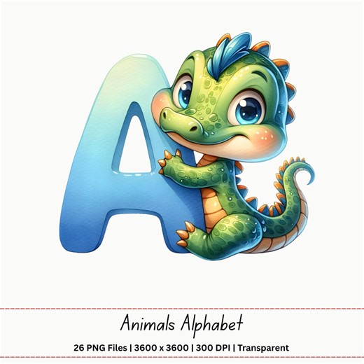 Animal Alphabet PNG | A Z Letters Set | Kids Nursery Font Printable Download Design Bundle - Etsy