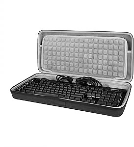 GEEKRIA Full Size Keyboard Case, Hard Shell Travel Bag for 104~108 Key Computer Mechanical Gaming Keyboard, Compatible with Corsair K100 RGB Mechanical, K95 RGB, Razer BlackWidow V4 Pro