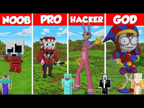 The Amazing Digital Circus Build Battle Challenge - Noob vs Pro vs Hacker vs God Minecraft Animation