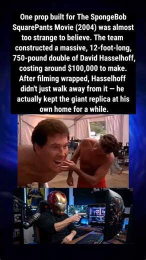 The SpongeBob SquarePants Movie: Hasselhoff Had a 12-Foot Replica Made of Himself 😂🏖️🎬 #usa