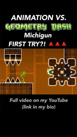 Animation vs GD triple spike first try?! #geometrydash #foryou