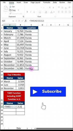 TAKE + SORT Magic in Excel ✨