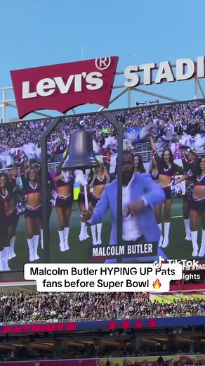 MALCOLM BUTLER HAD PATS FANS FIRED UP. 🗣️🔥 #superbowl #superbowllx #malcolmbutler #patriots #nfl