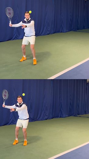 Upgrade your forehand mechanics: Transferring your weight forward while hitting the shot is vital to achieve easy power and fluid technique However… ❌ Stepping forward during contact moves your body forward but uncoils the stored energy in the obliques too early which reduces power. ✅ The timing of the step plays a huge role in your weight transfer execution. In order to allow a full shoulder to hip separation to release into contact tension is first stored during the backswing shoulder turn and
