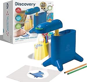 Discovery™ Art Tracing Projector Kit - 32 Stencils, 12 Markers, 20 Paper Sheets Included| Portable Arts & Crafts Activity Set| Doodle & Sketch Art Supplies| Kids Drawing Toy| Boys Girls Gift| Ages 6+