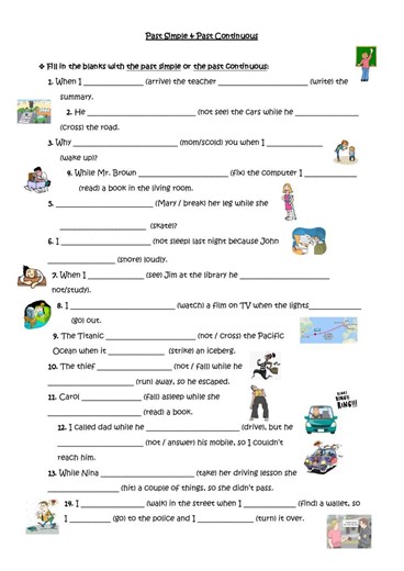 Past Tense vs Past Continuous worksheet