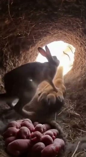Mama Rabbit Fights a Predator! #shorts #wildlife #motherhood #brave #animals