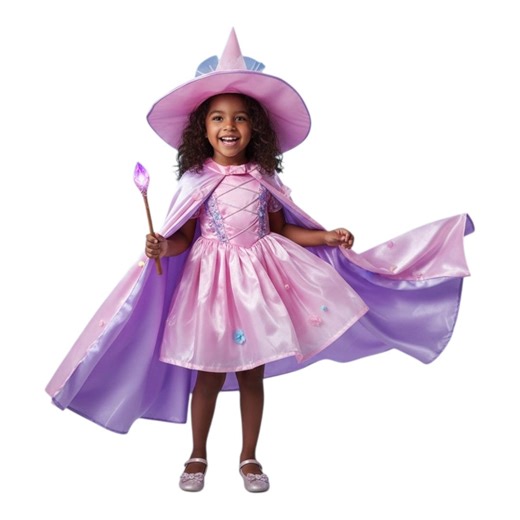 Girls Fairy Witch Costume Pink Purple – Magical Princess Dress With Cape & Witch Hat - Etsy