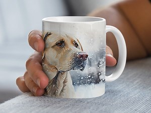 Labrador Retriever Mug, Watercolor Dog Print Coffee Cup, Pet Lover Gift, Animal Art Drinkware, Snowy Day Lab Portrait, Unique Dog Mug - Etsy