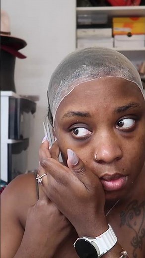 choosing bald cap for wig install closeup