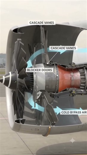 How Does a Jet Engine Reverse Thrust Without Spinning Backward? 🤯✈️ #mechanicalengineering