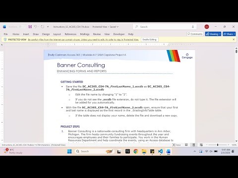 Shelly Cashman Access 365 | Modules 4-7: SAM Capstone Project A Banner Consulting