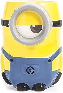 Zak Designs Despicable Me Stuart Minion 3D Sculpted Ceramic Coffee Mug for Hot Drinks, 12 oz