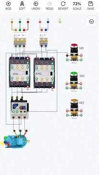 Positive and negative rotation of motor realized by contactor interlocking #simulator #electrical