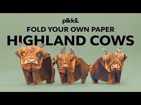 How to Make Origami Highland Cows | Easy Step by Step Paper Folding for Kids & Adults | Pikkii