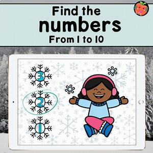 Find the numbers 1 to 10 Boom cards Snowflakes