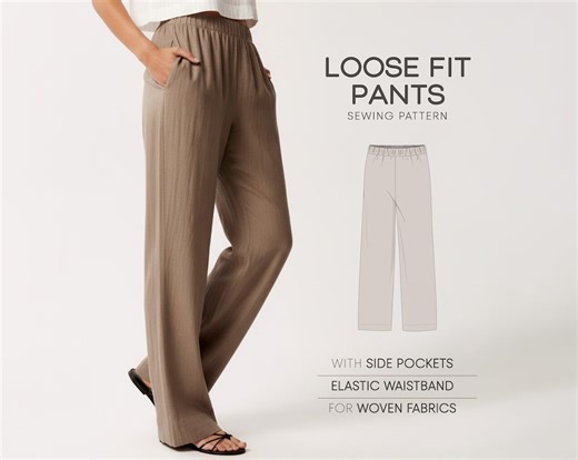 Womens Pants Sewing Pattern, Wide Leg Pants Pattern, Linen Pants Pattern, Pants With Pockets - Etsy