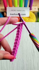 To crochet the double chain or half i-cord you'll start out with slip knot and a longer tail end. Make a yarn under with the tail end, then a yarn over with the normal strand and pull through. #reels #crochet #knitting #pattern #howto #tutorial #yarn #makers #artwork #handmade #naztazia | Naztazia