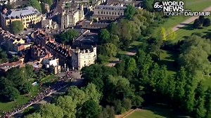 ROYAL WEDDING: Aerials show well-wishers on the streets outside Windsor Castle Saturday as they eagerly wait for the arrival of Prince Harry and Meghan Markle on their #RoyalWedding day. LIVE coverage with David Muir and Robin Roberts anchoring on ABC. http://abcn.ws/2Gi2Zgp | ABC World News Tonight with David Muir