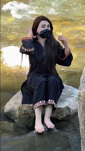 River Touch Black Outfit 🖤🌊 | Elegant Flow & Nature Vibes ✨ #viralvideo #youtubeshorts #viral