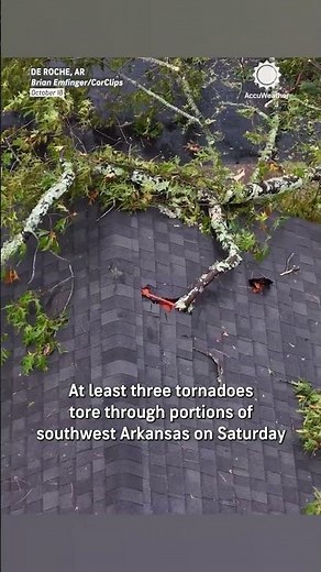 EF1 Tornado Knocks Trees Down on to Home in Arkansas