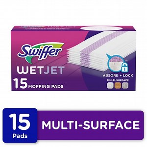 Swiffer Wet Jet Spray Mop Multi-Surface Mopping Pads, Hard Surface Cleaners, 15 Count