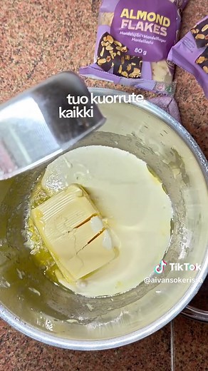 ✨ Gluteeniton toscapiirakka – herrojen herkku ilman herrahintaa 🤭 Pieni vaiva sinulle, iso merkitys minulle joten saa tykätä, tallentaa, kommentoida tai vaikka lähettää kaverille. ♥️ Pohja * 5 kananmunaa * 3 dl sokeria * 4,5 dl vaaleaa gluteenitonta jauhoseosta * 1 tl psylliumia * 1 tl leivinjauhetta * 1 dl kuohukermaa * 200 g voita, sulatettuna Kuorrute * 220 g voita * 2 dl sokeria * 5 rkl vaaleaa gluteenitonta jauhoseosta * 5 rkl kuohukermaa(reilu puoli desiä) * 3 x 80 g pss mantelilastuja 👩