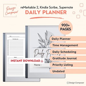 Remarkable 2 Daily Planner, Kindle Scribe Template, Remarkable 2 Templates, Daily Gratitude, Journal, Time Management, Productivity Tool - Etsy