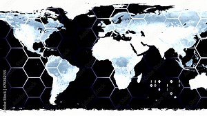 World map high tech digital satellite data view war room loop wh