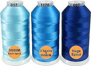 New brothreads - 40 Options- Various Assorted Color Packs of Polyester Embroidery Machine Thread Huge Spool 5000M for All Embroidery Machines -Different Blues