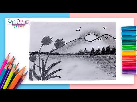 Cómo dibujar un PAISAJE CON LÁPIZ - ideas de paisajes muy fáciles