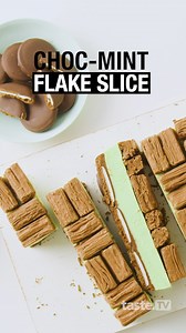 💚 NEW VIDEO 💚. Choc-mint is the new (unofficial) taste of Christmas, and this Flake slice is proof why. Full recipe: https://www.taste.com.au/recipes/choc-mint-flake-slice-recipe/cm3n0dri | Taste.com.au