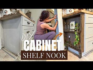 Turn an Awkward Cabinet Side Into a Built-In Cabinet Nook | easy custom kitchen shelf build