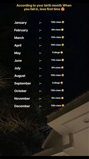 Comment your birth month and see when you fell in love for the first time! 🥰✨ #Viral #Shorts #Love