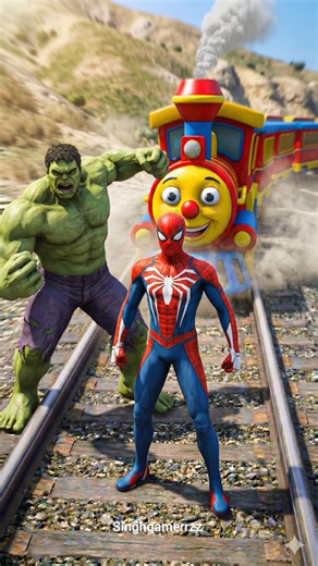 Spider-Man vs The unstoppable Train” Grand Theft Auto V #shorts #train #hulk