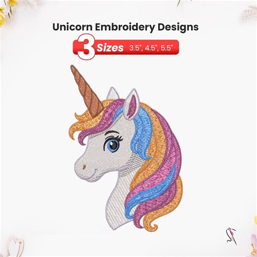 Unicorn Embroidery Design, Unicorn Head Machine Embroidery File, Magical Unicorn Embroidery Pattern, PES, HUS, DST, Exp, Etc. - Etsy