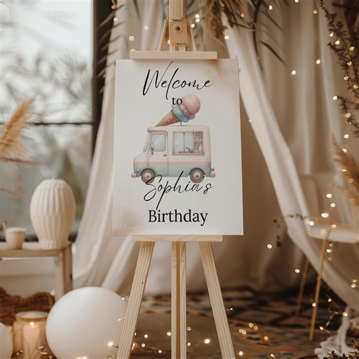 Ice Cream Birthday Welcome Sign, Pastel Sprinkles Party Poster (digital Download) - Etsy