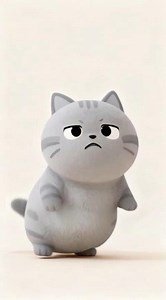 Frowning cat with unimpressed expression during bad cartwheel